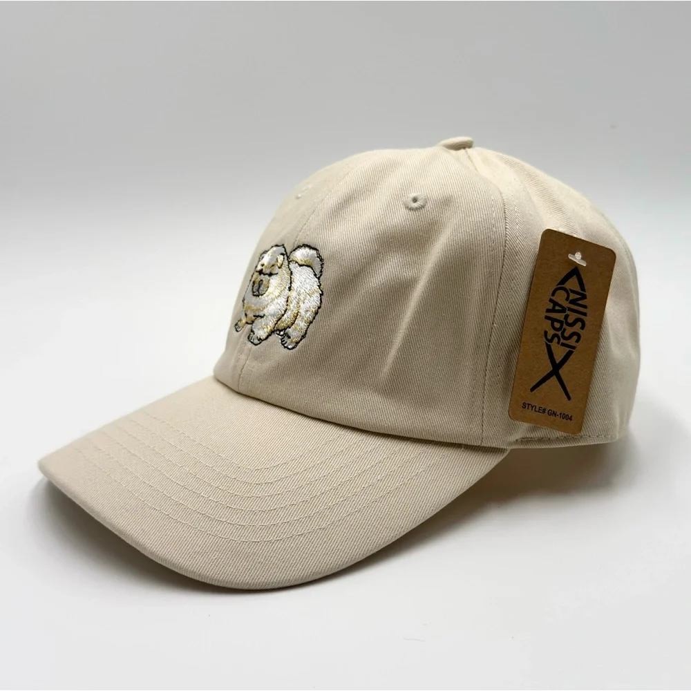 Beige Adjustable Baseball Cap Hat with Chow Chow Dog Embroidery for Men & Women - Picture 2 of 8